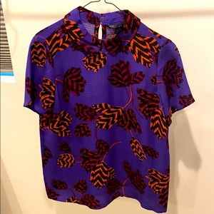 100% silk, short sleeve blouse